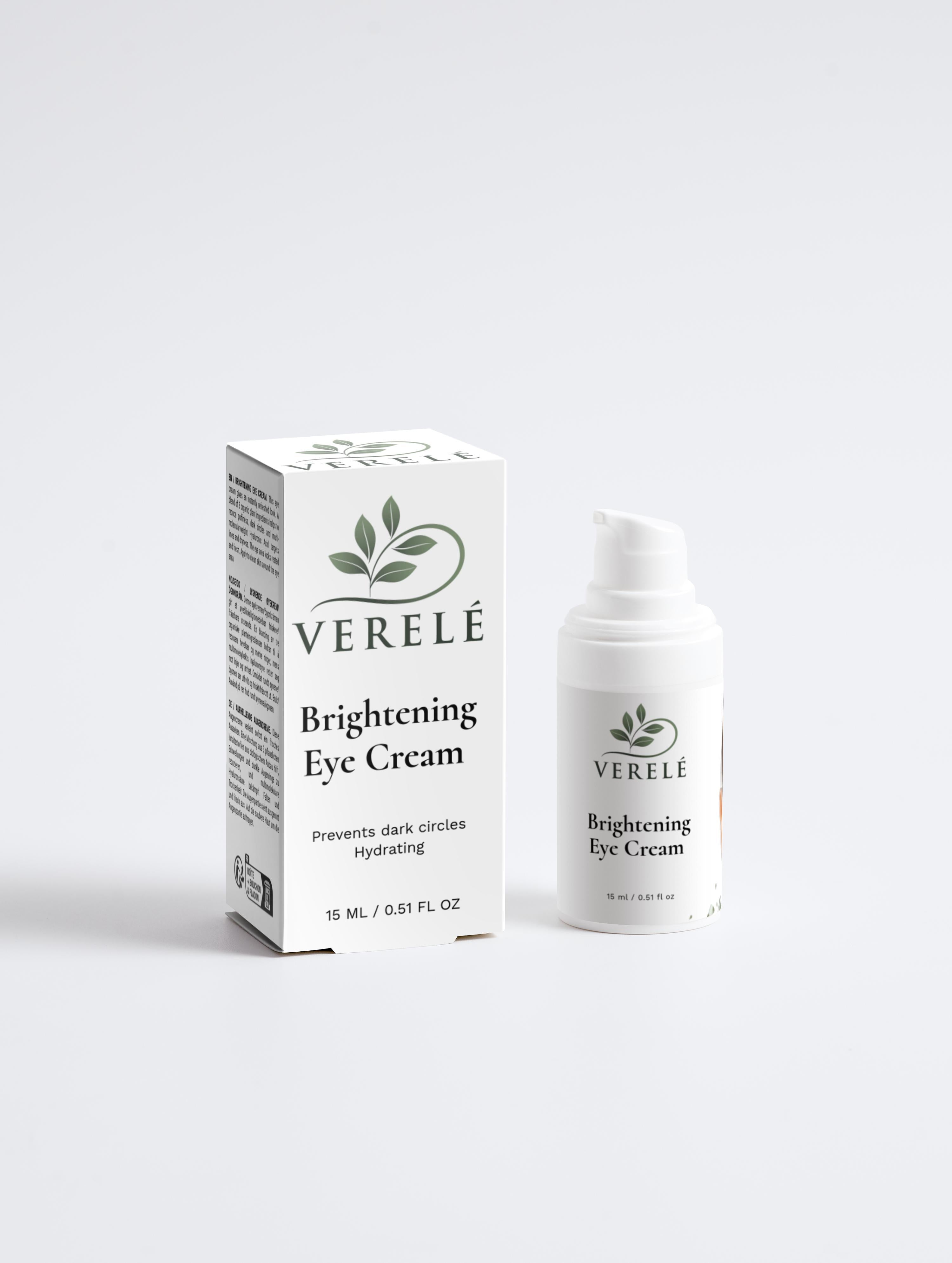 Brightening Eye Cream with Organic Plant Extracts & Hyaluronic Acid – Reduces Puffiness & Dark Circles – COSMOS NATURAL Certified, Made from Natural Ingredients in Europe by Verelé, 15 ml / 0.51 fl oz - Verele