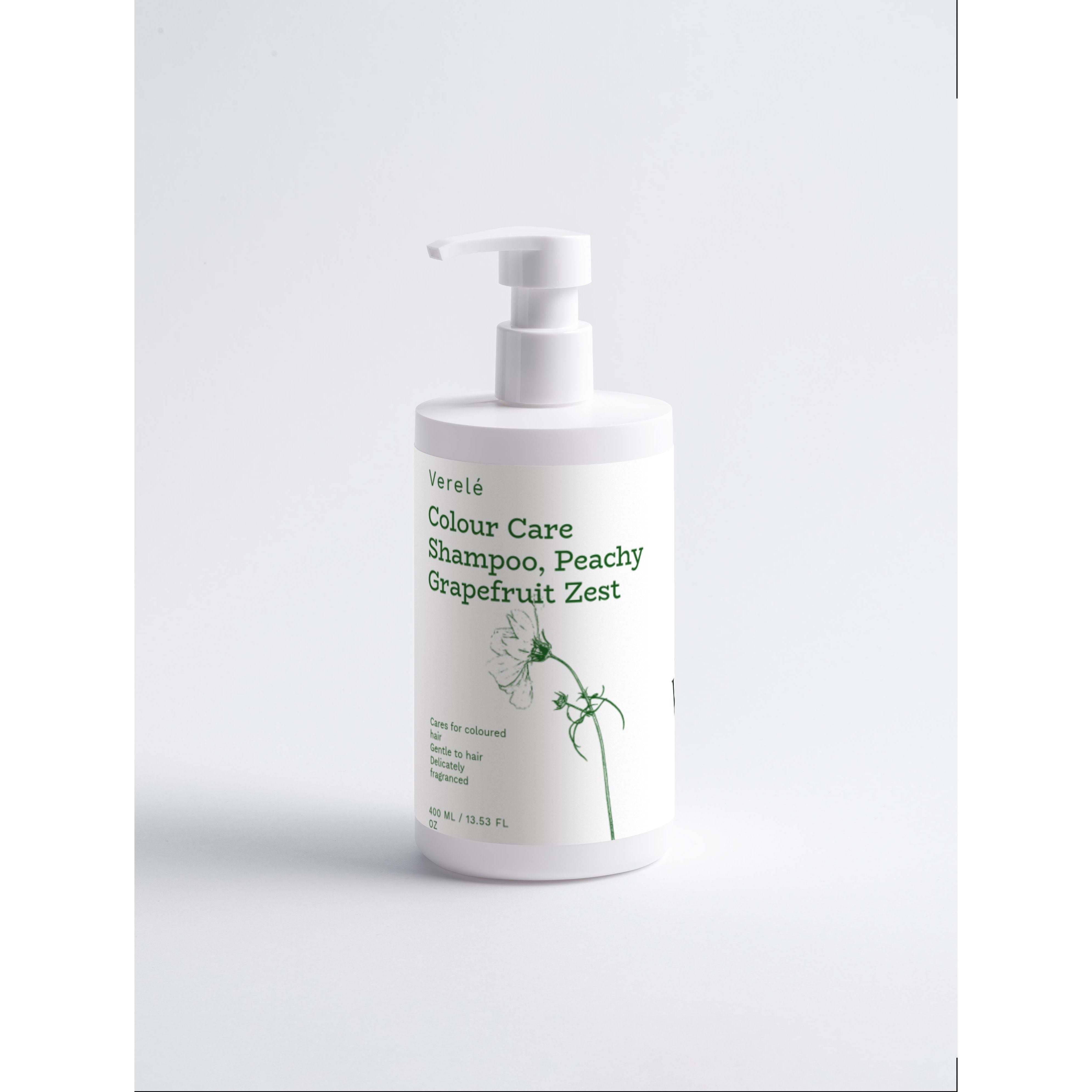 Colour Care Shampoo with Aloe & Wheat Protein – Peachy Grapefruit Zest – Gentle & Glossy Finish – Made in Europe by Verelé, 400 ml / 13.53 fl oz - Verele