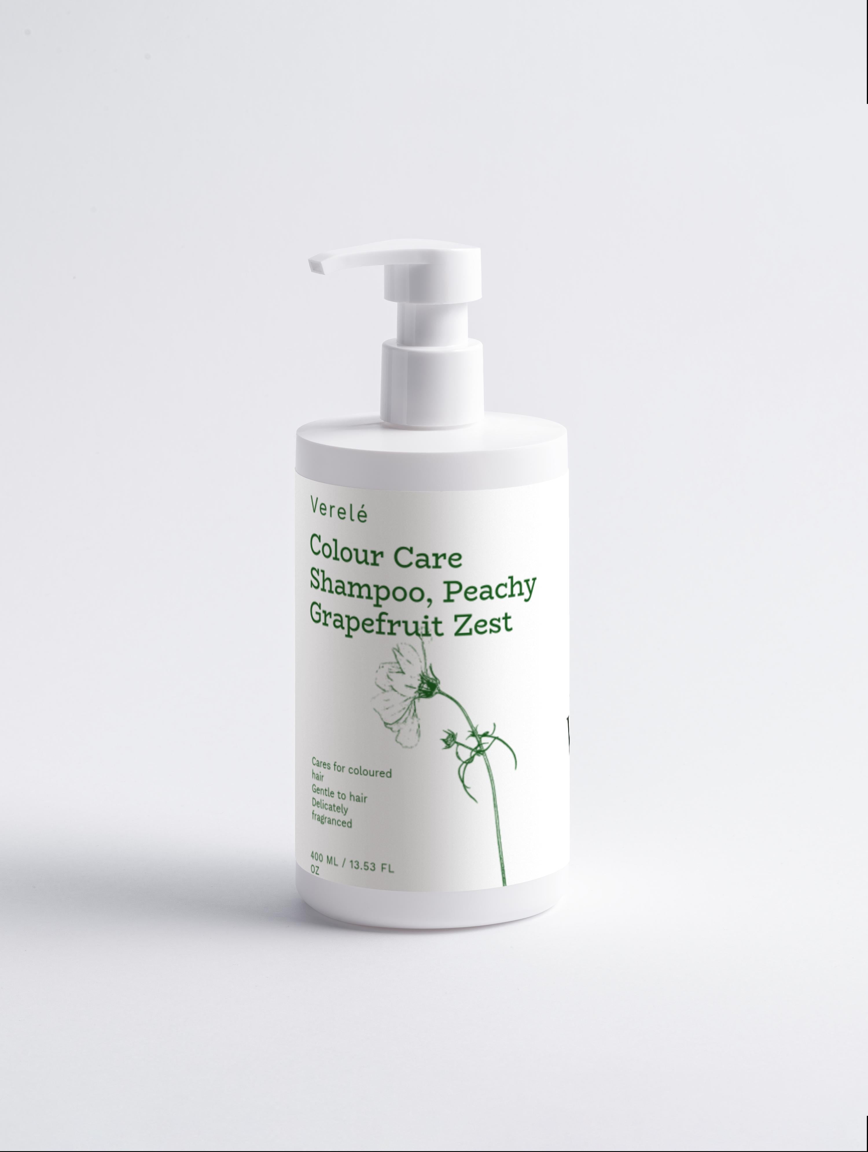 Color Care Shampoo med Aloe & Wheat Protein – Peachy Grapefruit Zest – Blid og blank finish – Fremstillet i Europa af Verelé, 400 ml / 13,53 fl oz