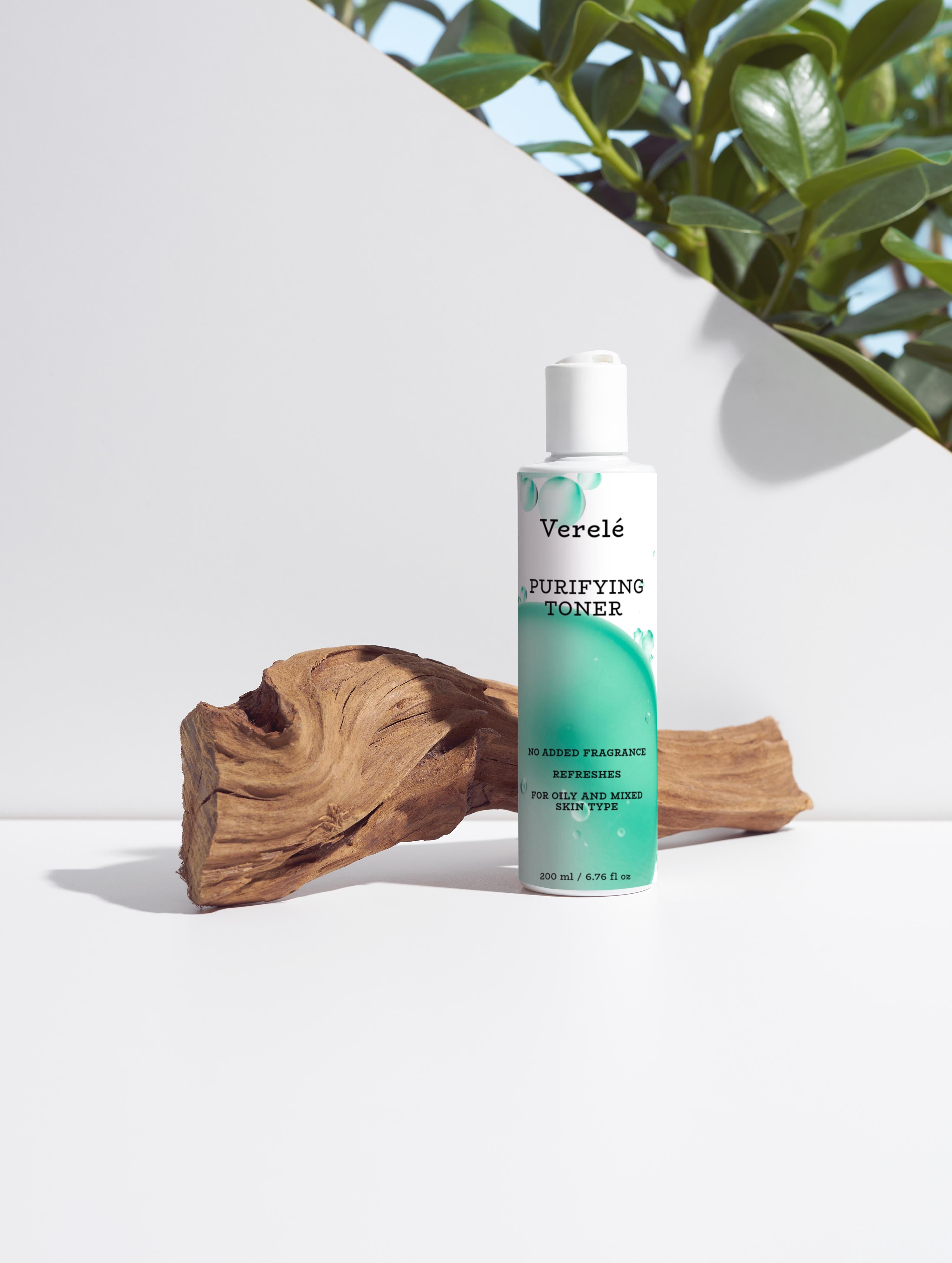 Purifying Toner with Lavender Flower Water & Salicylic Acid – Balances pH & Clears Pores – COSMOS NATURAL Certified, Made from Natural Ingredients in Europe by Verelé, 200 ml / 6.76 fl oz - Verele