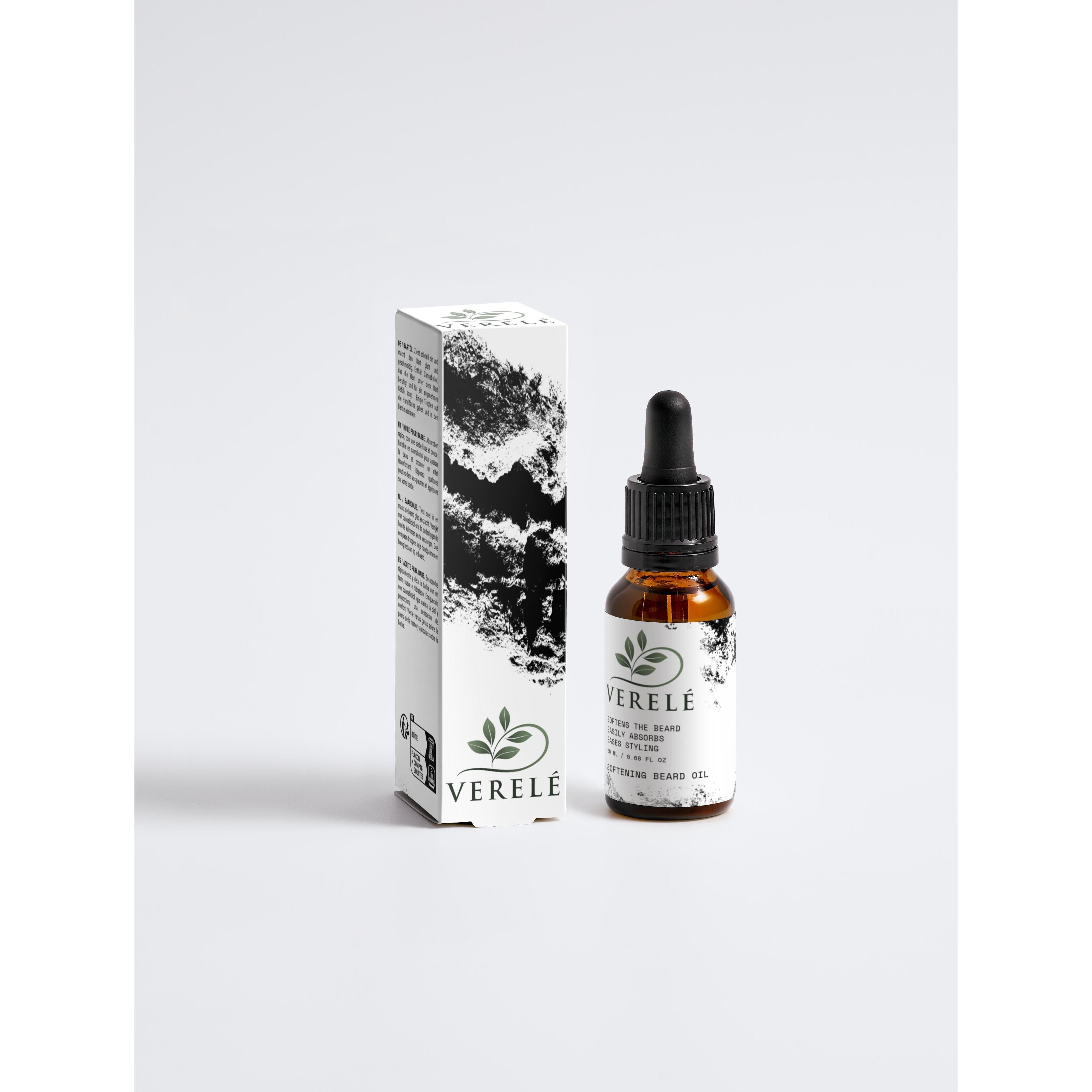 Softening Beard Oil with 1% CBD & Hemp Seed Oil – Non-Greasy & Calming – COSMOS ORGANIC Certified, Made from Natural Ingredients in Europe by Verelé, 20 ml / 0.68 fl oz - Verele