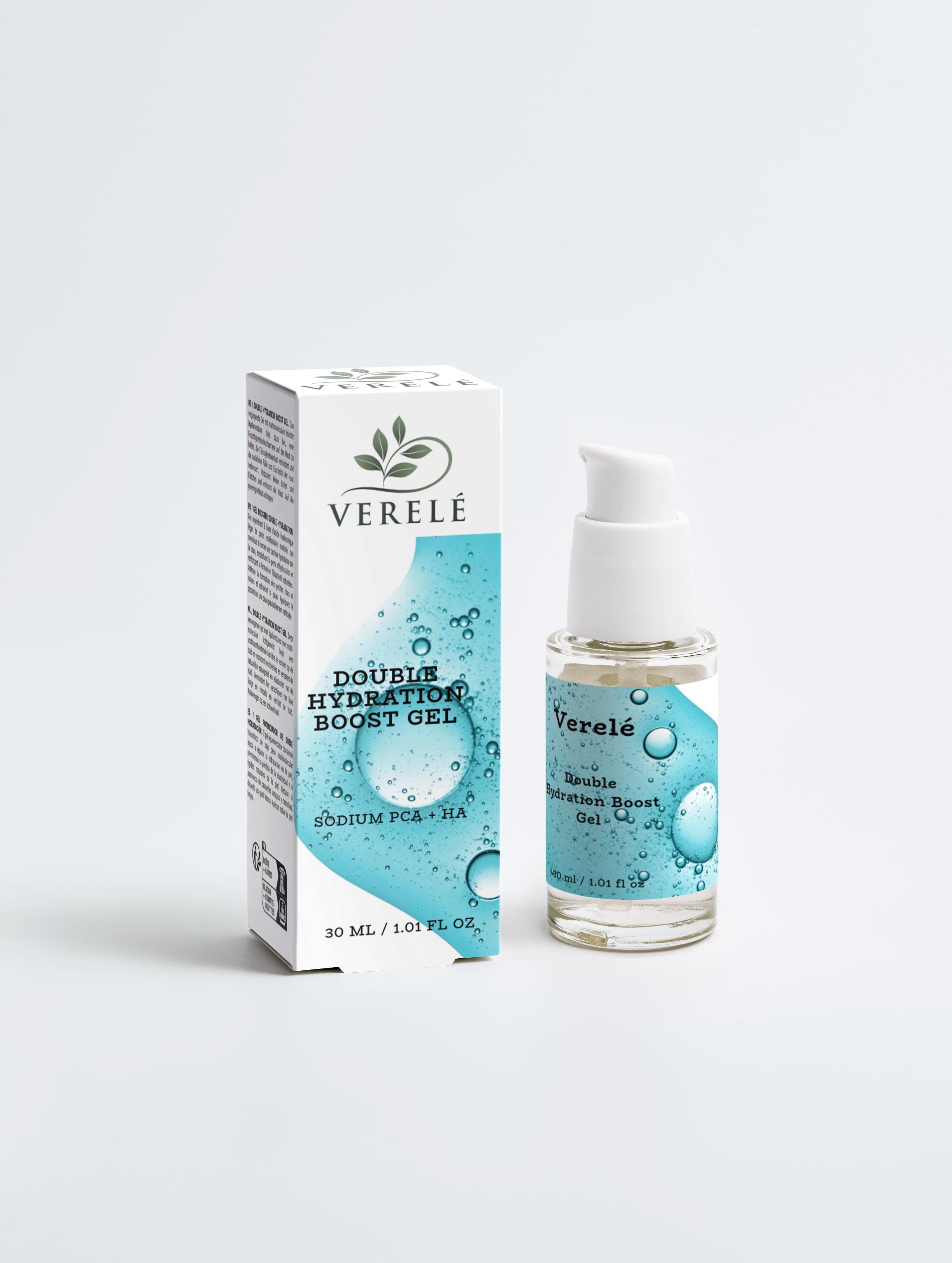 Double Hydration Boost Gel with Hyaluronic Acid & Aloe – Deep Moisture & Fine Line Reduction – COSMOS NATURAL Certified, Made from Natural Ingredients in Europe by Verelé, 30 ml / 1.01 fl oz - Verele