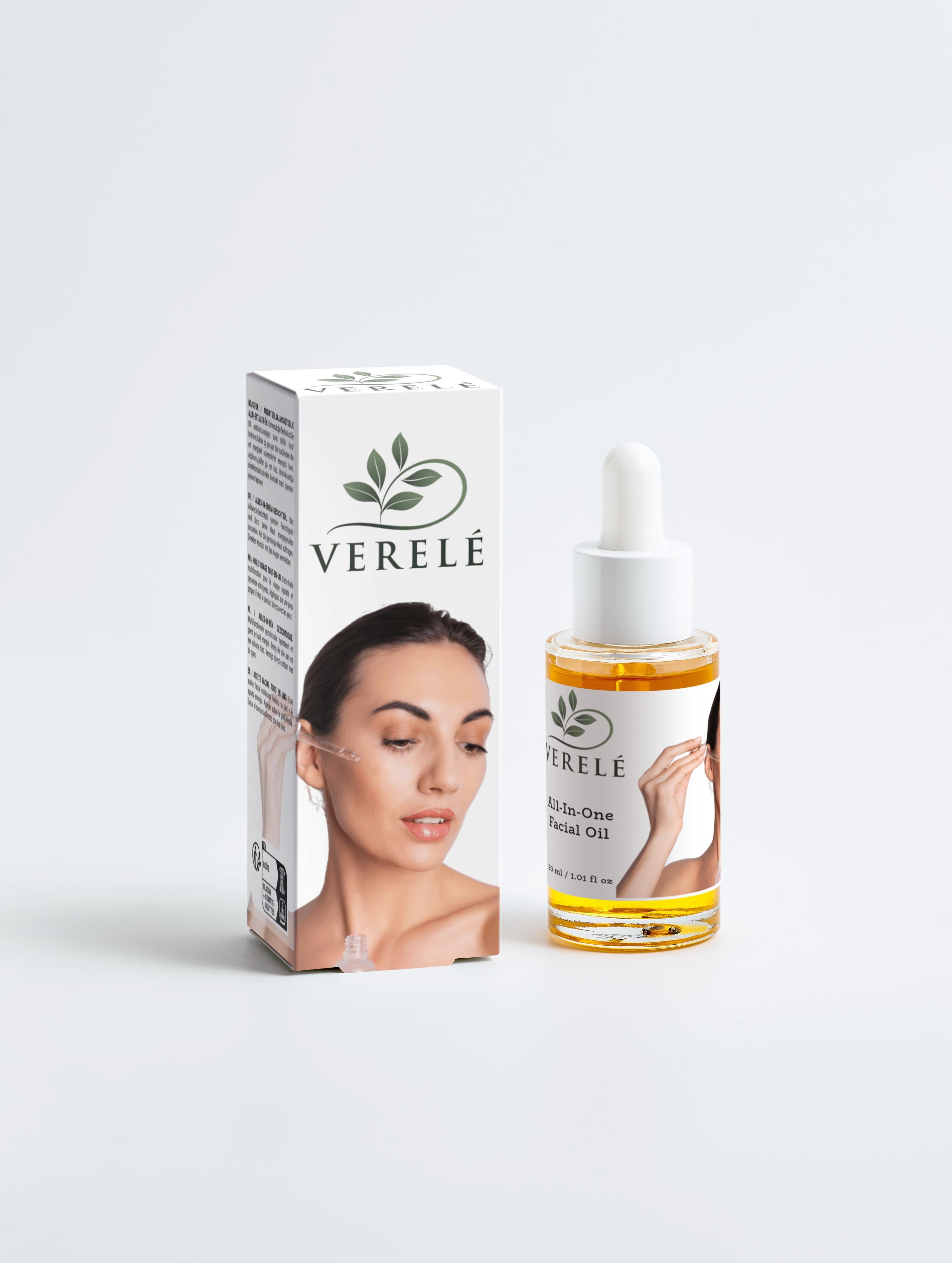 All-In-One Facial Oil with Organic Jojoba & Avocado Oil – Hydrating & Multi-Use Glow Booster – COSMOS ORGANIC Certified, Made in Europe by Verelé, 30 ml / 1.01 fl oz - Verele