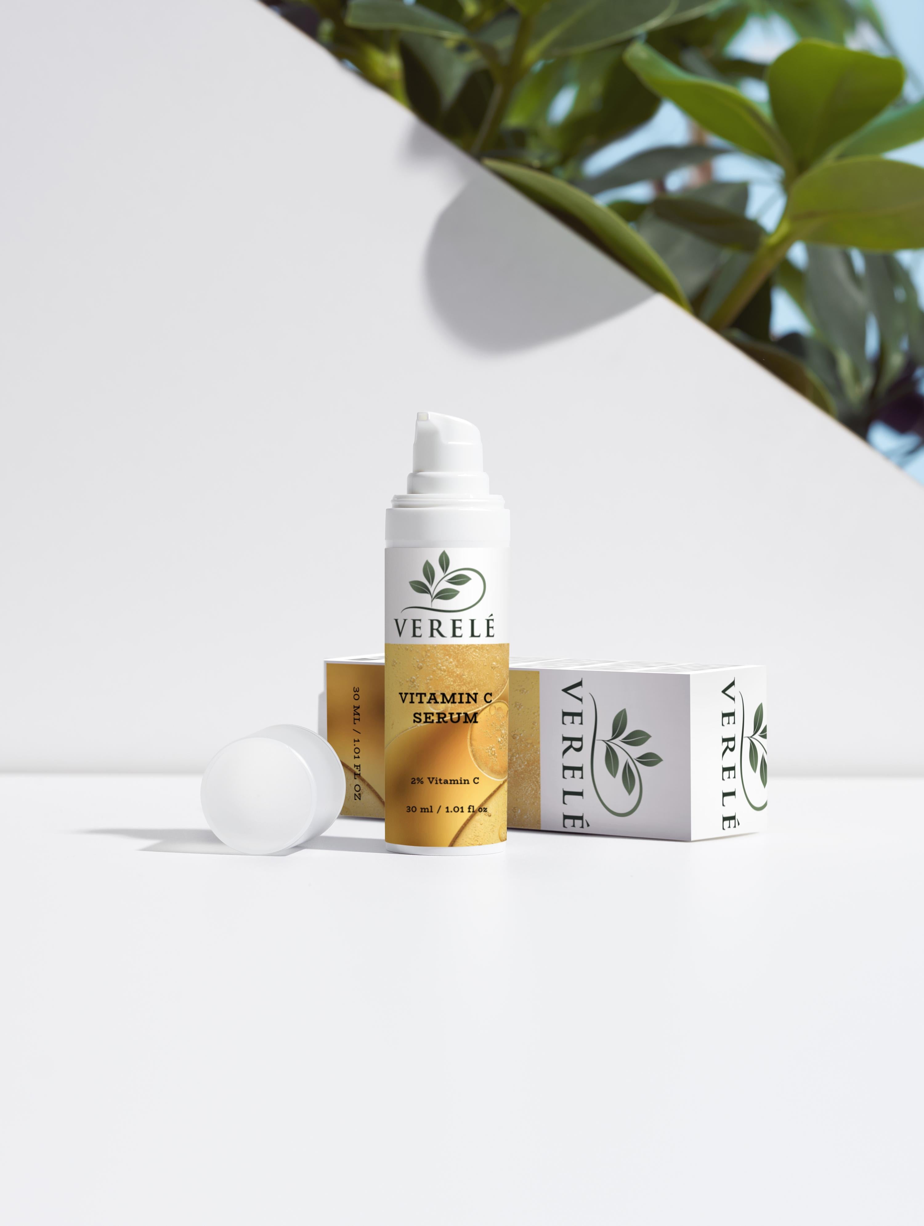 Vitamin C Serum with 2% Natural Vitamin C, Ferulic Acid & Sea Buckthorn – Brightens & Evens Skin Tone – COSMOS NATURAL Certified, Made from Organic Ingredients in Europe by Verelé, 30 ml / 1.01 fl oz - Verele