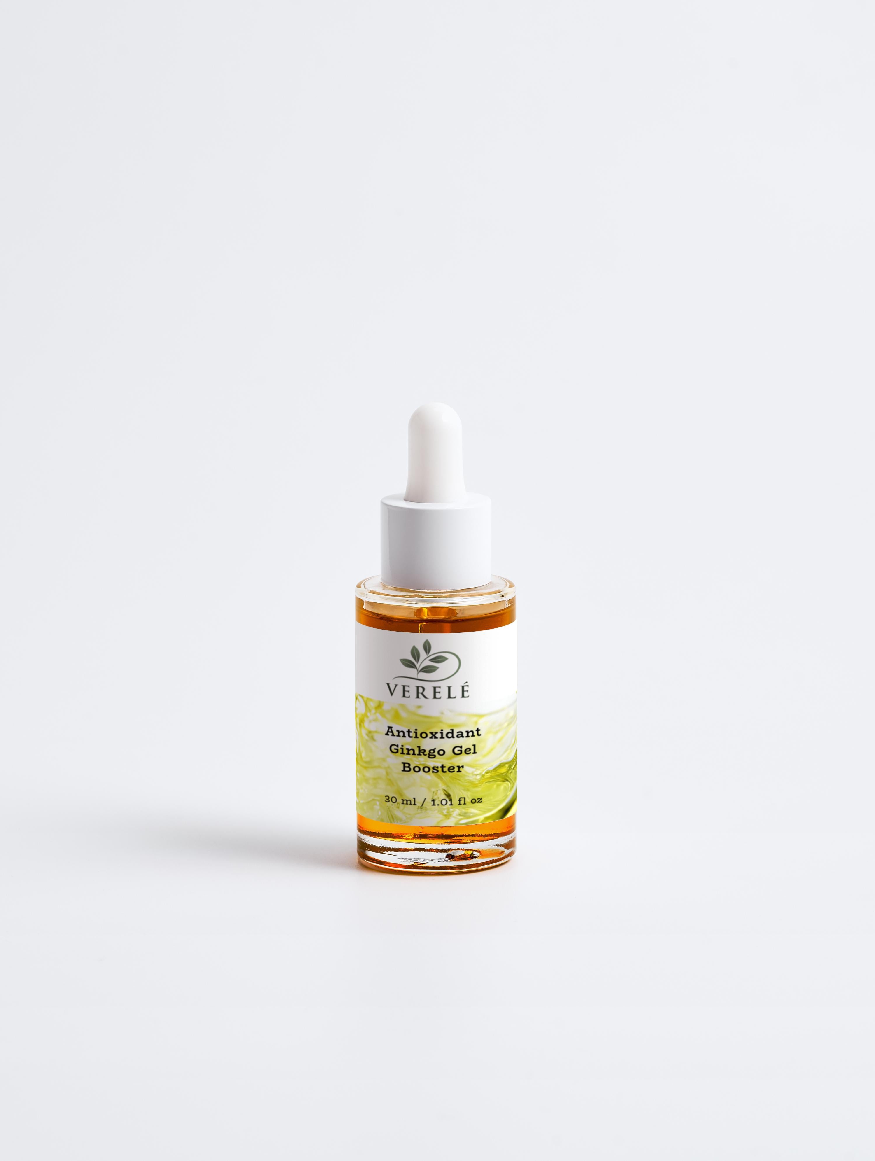 Antioxidant Ginkgo Gel Booster with Green Tea & Grape Seed – Hydrating & Protecting – COSMOS NATURAL Certified, Made from Natural Ingredients in Europe by Verelé, 30 ml / 1.01 fl oz - Verele