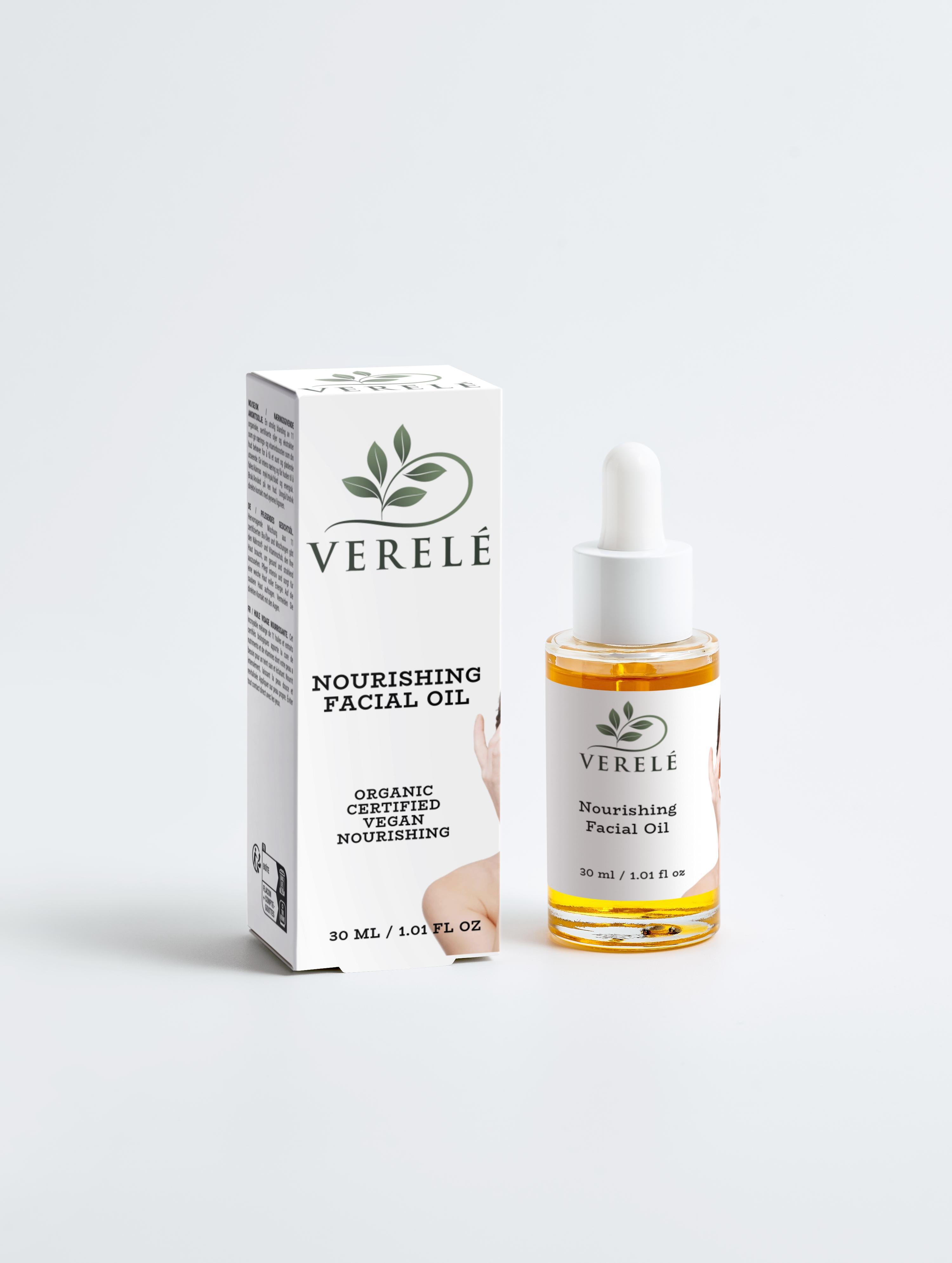 Nourishing Facial Oil with 11 Organic Certified Oils & Berry Extract – Intense Hydration & Glow – COSMOS ORGANIC Certified, Made from Natural Ingredients in Europe by Verelé, 30 ml / 1.01 fl oz - Verele