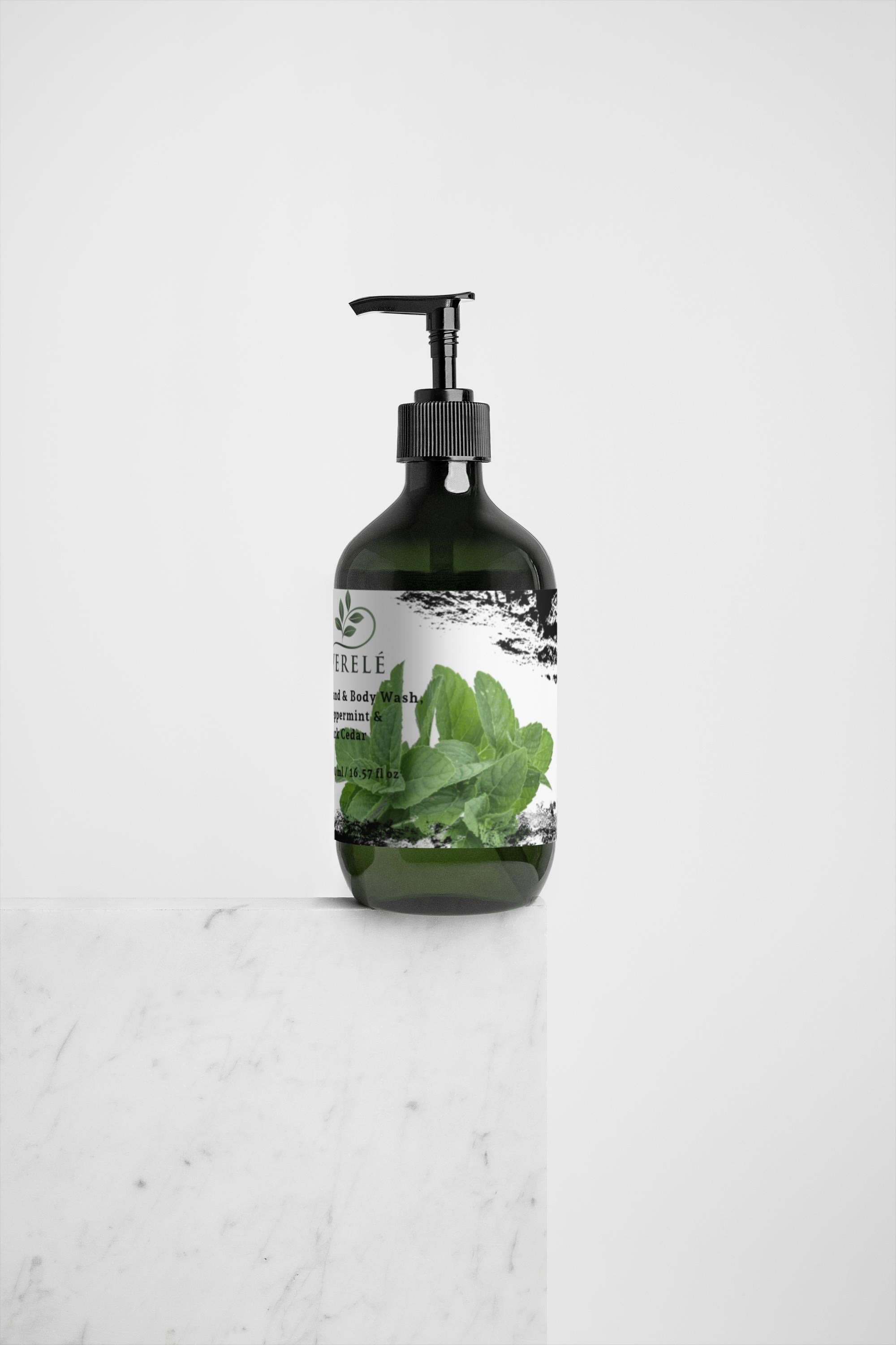 Luxurious Hand & Body Wash with Organic Quince & Betaine – Mint & Cedarwood Scent – COSMOS NATURAL Certified, Made in Europe by Verelé, 490 ml / 16.57 fl oz - Verele