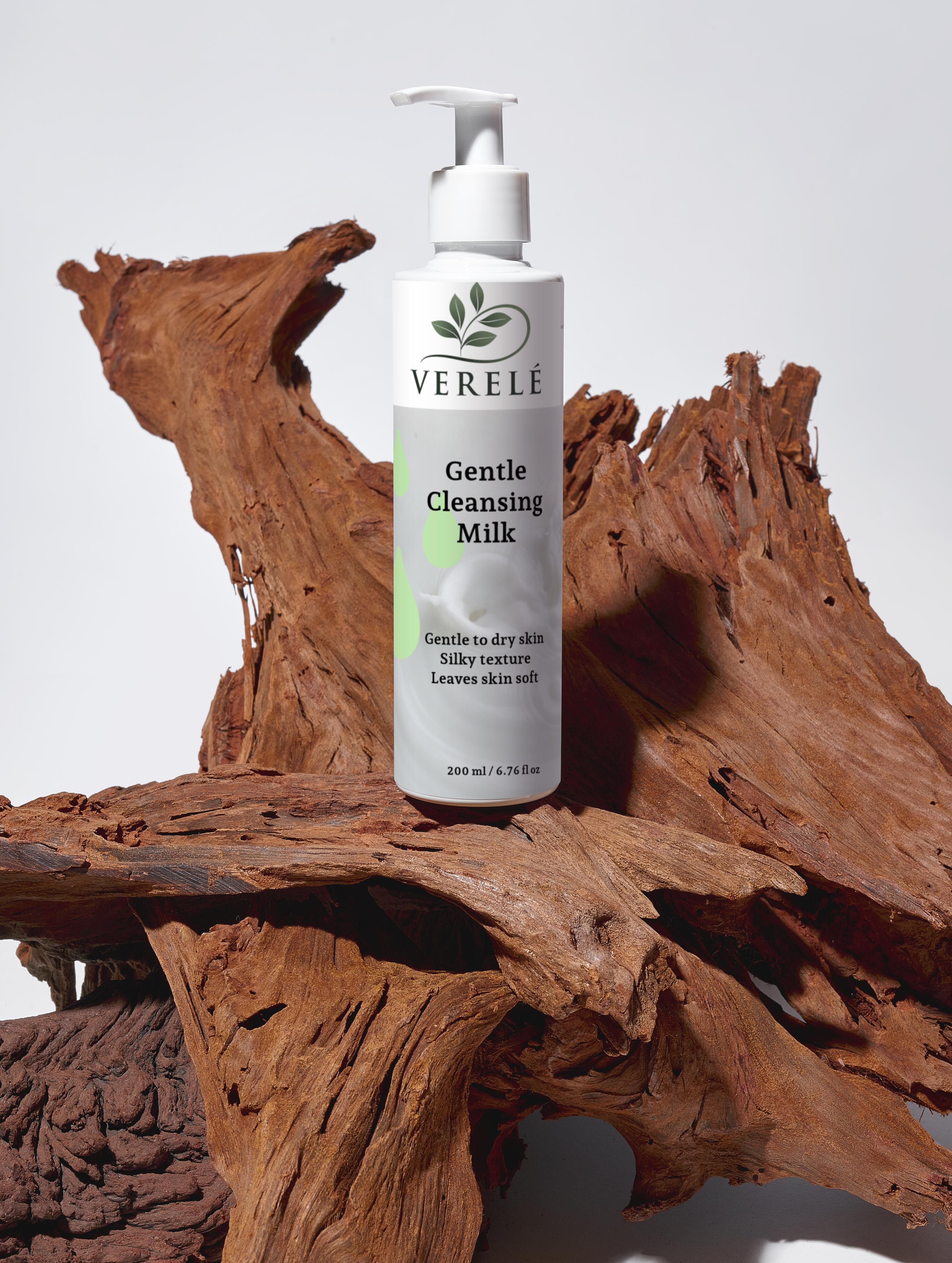 Gentle Cleansing Milk with Organic Shea Butter, Argan & Avocado Oil – Hydrating & Softening – COSMOS ORGANIC Certified, Made in Europe by Verelé, 200 ml / 6.76 fl oz - Verele