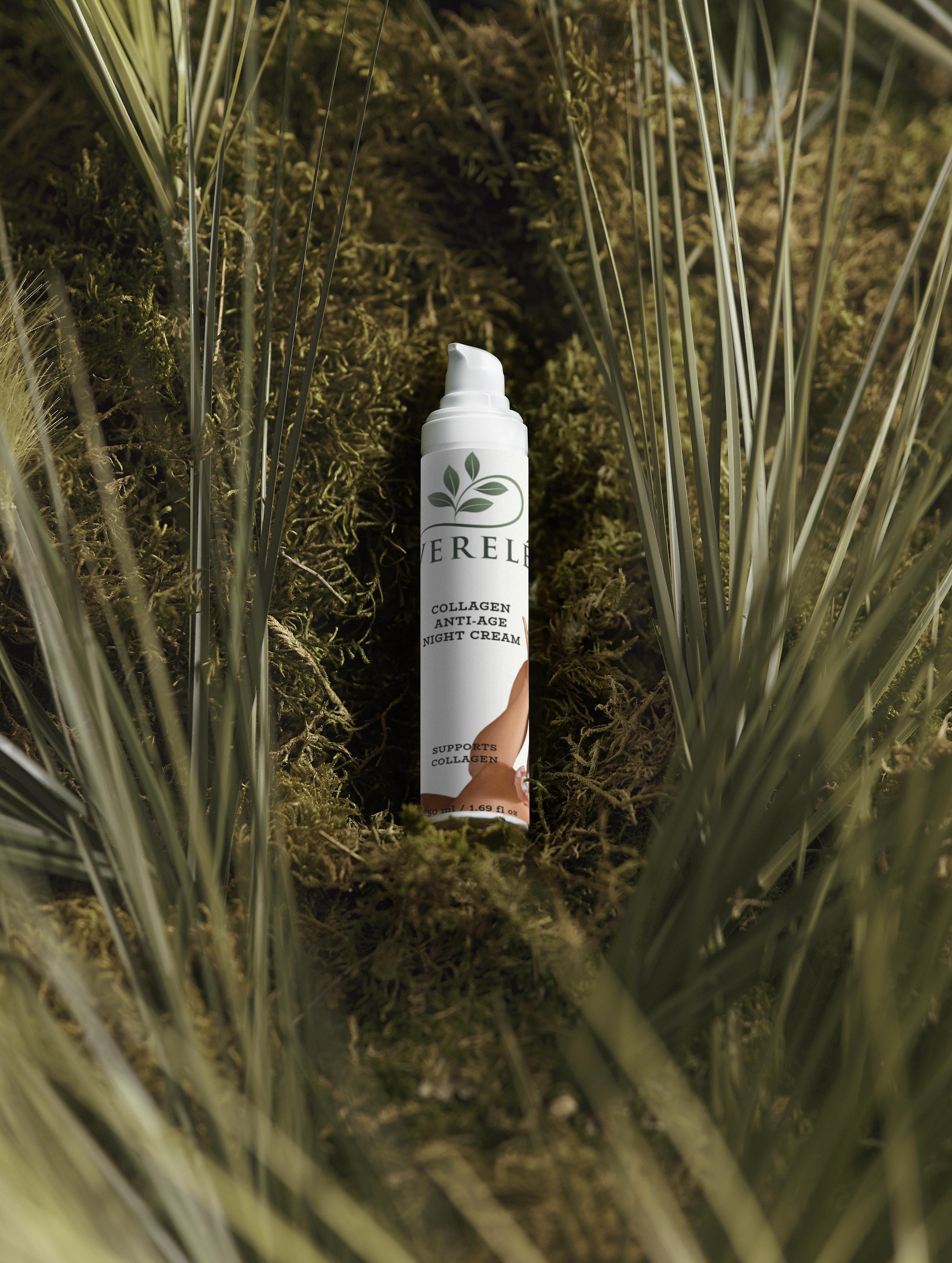 Collagen Anti-Age Night Cream with Organic Shea & Cocoa Butter – Firming & Hydrating – COSMOS NATURAL Certified, Made in Europe by Verelé, 50 ml / 1.69 fl oz - Verele