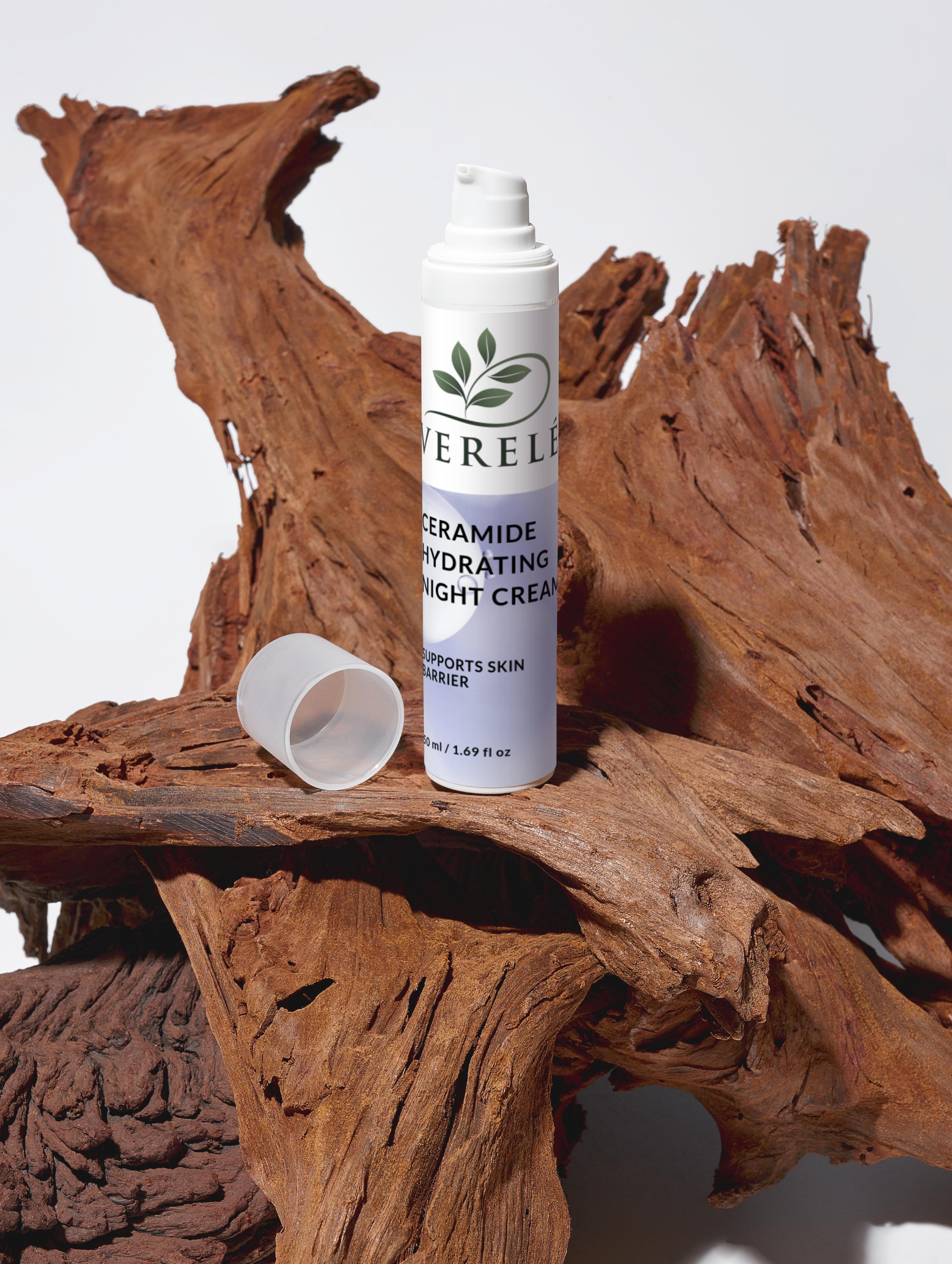 Ceramide Hydrating Night Cream with Organic Shea Butter, Aloe & Jojoba Oil – Deep Moisture & Rejuvenation – COSMOS NATURAL Certified, Made in Europe by Verelé, 50 ml / 1.69 fl oz - Verele