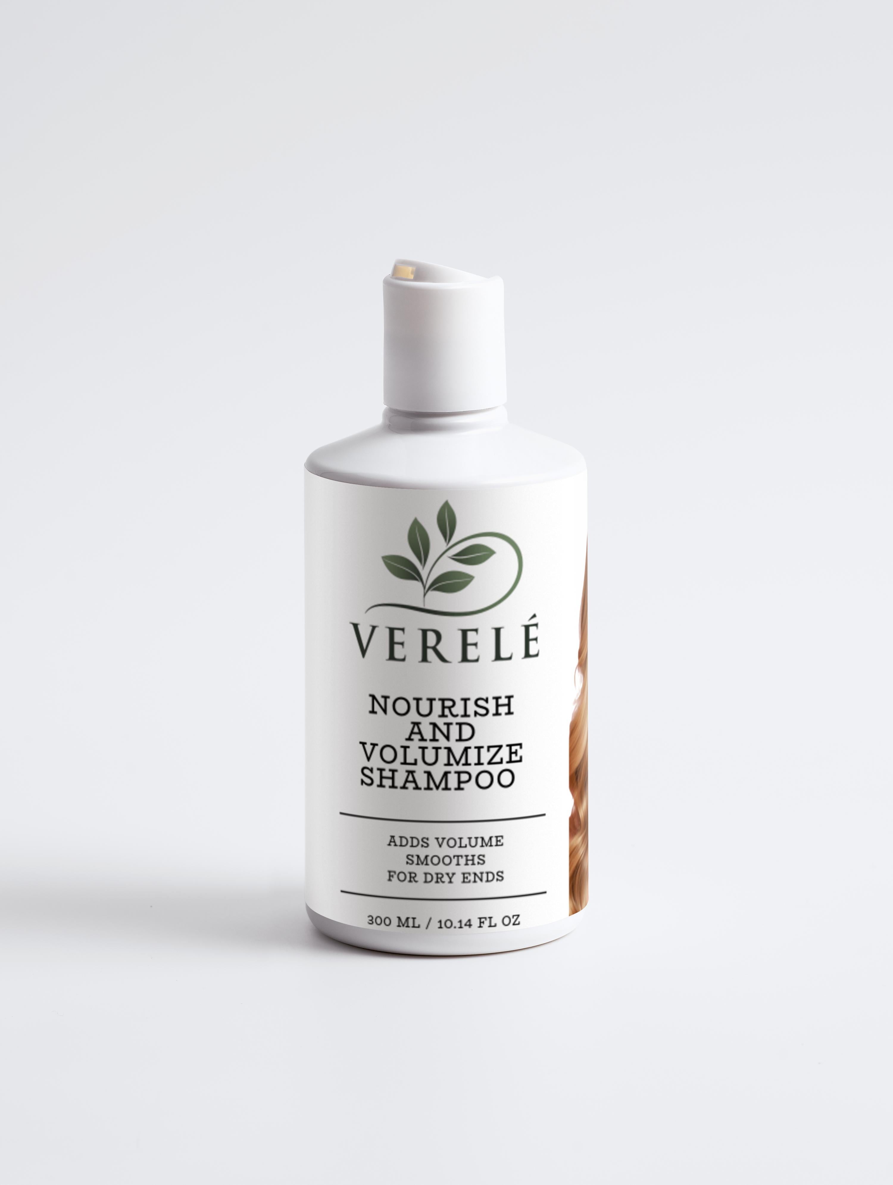 Nourish and Volumize Shampoo with Organic Betaine & Wheat Protein – Adds Volume & Softness – COSMOS NATURAL Certified, Made in Europe by Verelé, 300 ml / 10.14 fl oz - Verele