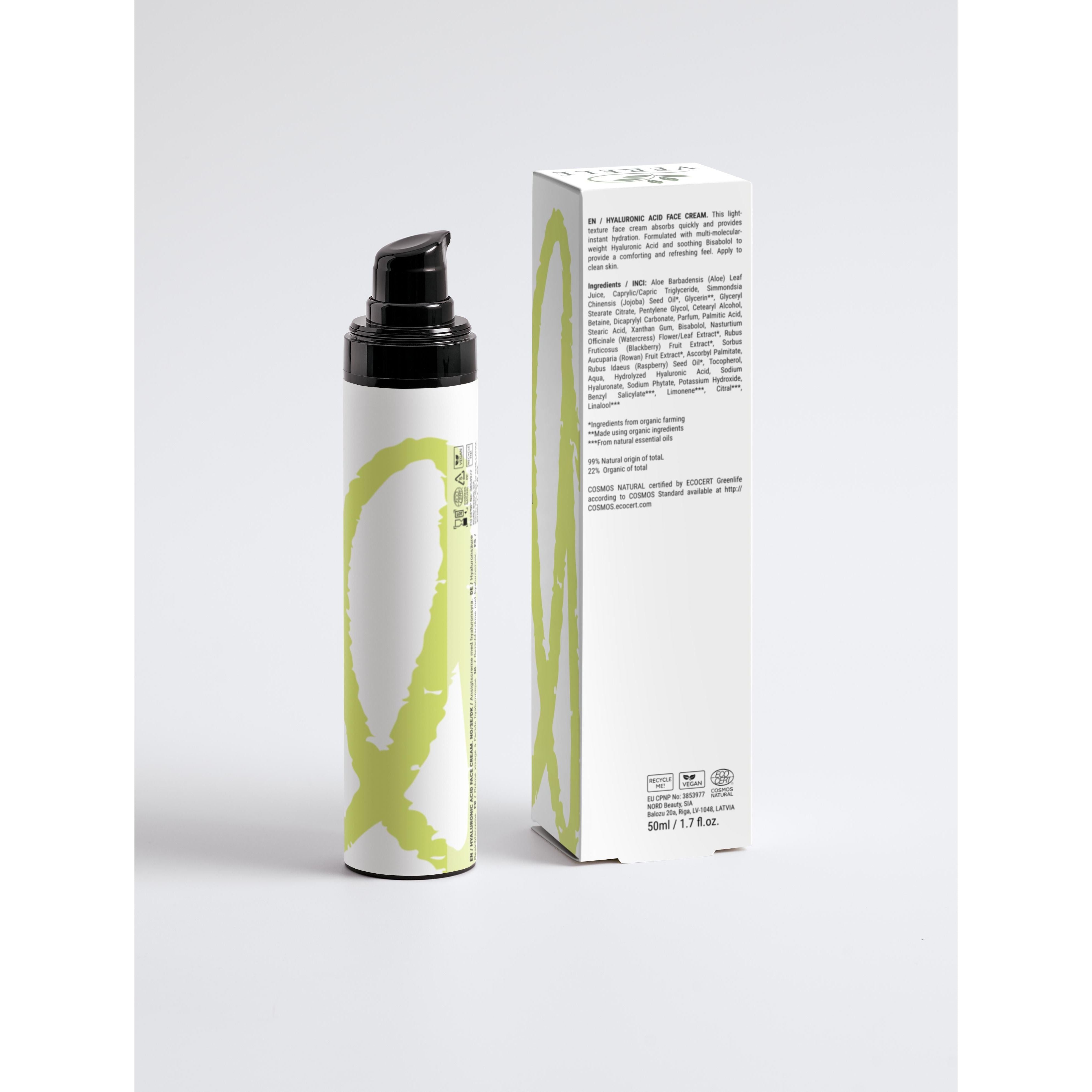 Hyaluronic Acid Face Cream for Men with Aloe & Jojoba Oil – Hydrating & Soothing After Shaving – COSMOS NATURAL Certified, Made from Natural Ingredients in Europe by Verelé, 50 ml / 1.69 fl oz - Verele