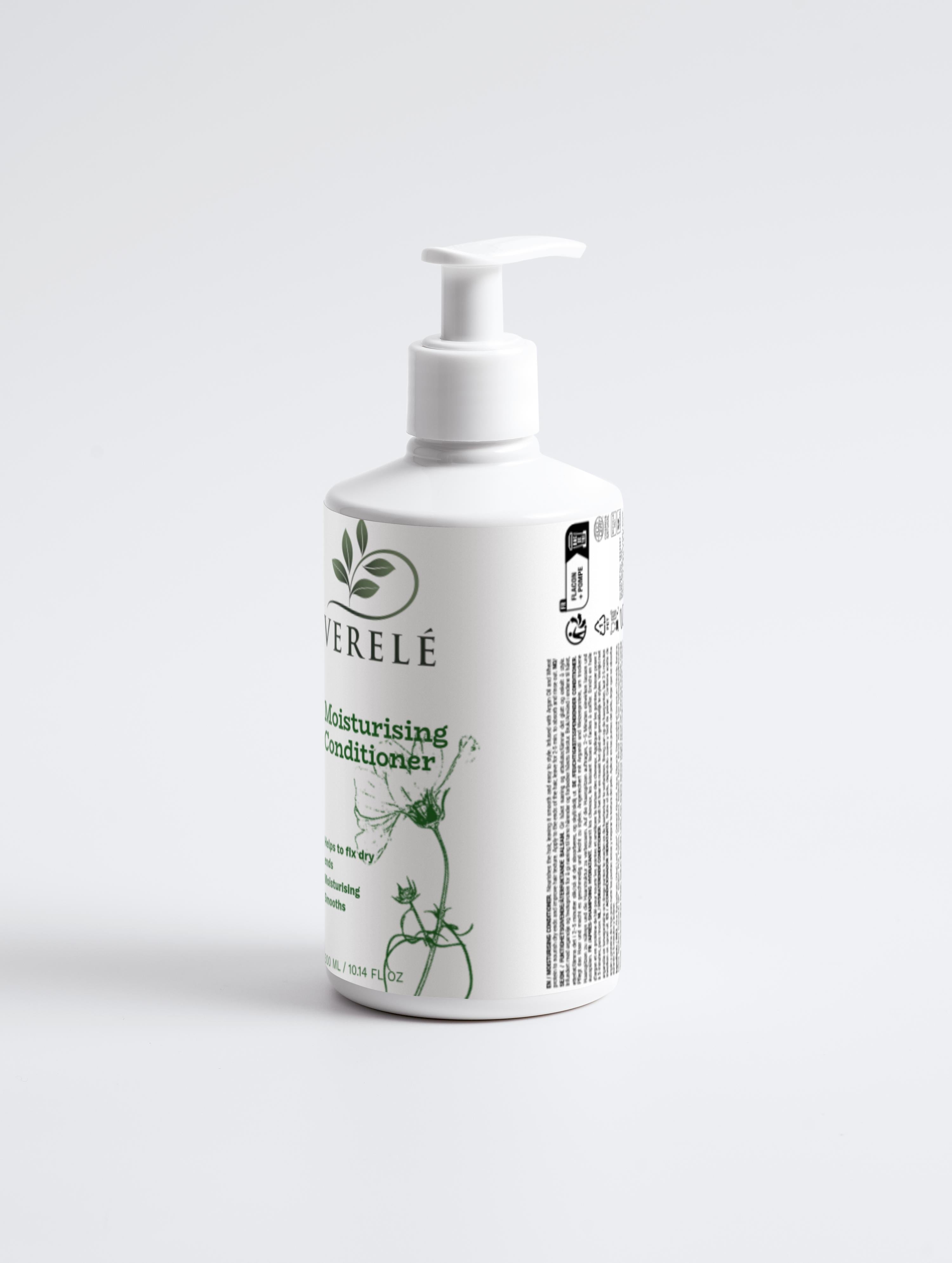 Moisturising Conditioner with Organic Aloe, Argan Oil & Wheat Protein – Smooths & Nourishes Dry Ends – COSMOS NATURAL Certified, Made in Europe by Verelé, 300 ml / 10.14 fl oz - Verele