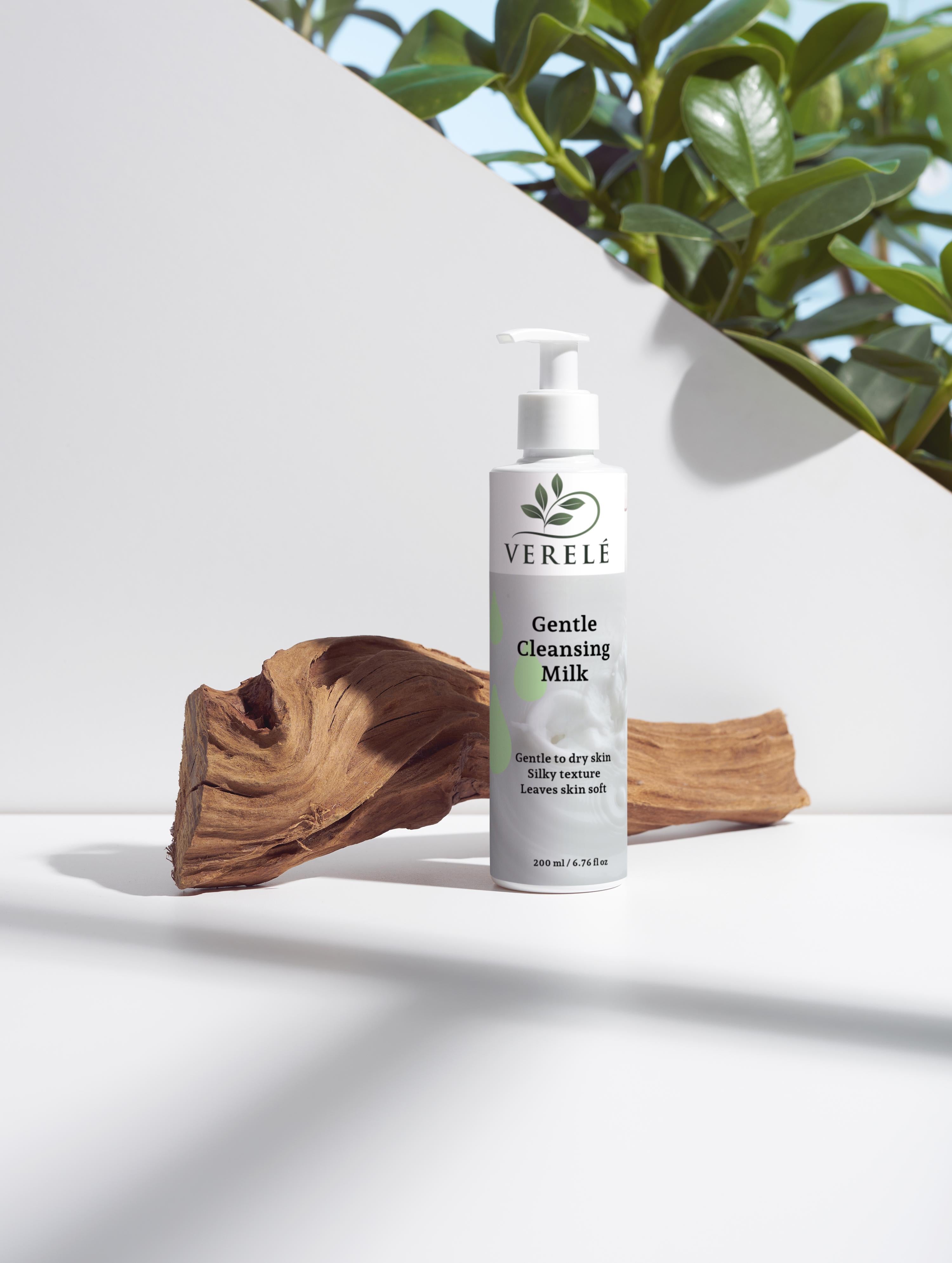 Gentle Cleansing Milk with Organic Shea Butter, Argan & Avocado Oil – Hydrating & Softening – COSMOS ORGANIC Certified, Made in Europe by Verelé, 200 ml / 6.76 fl oz - Verele