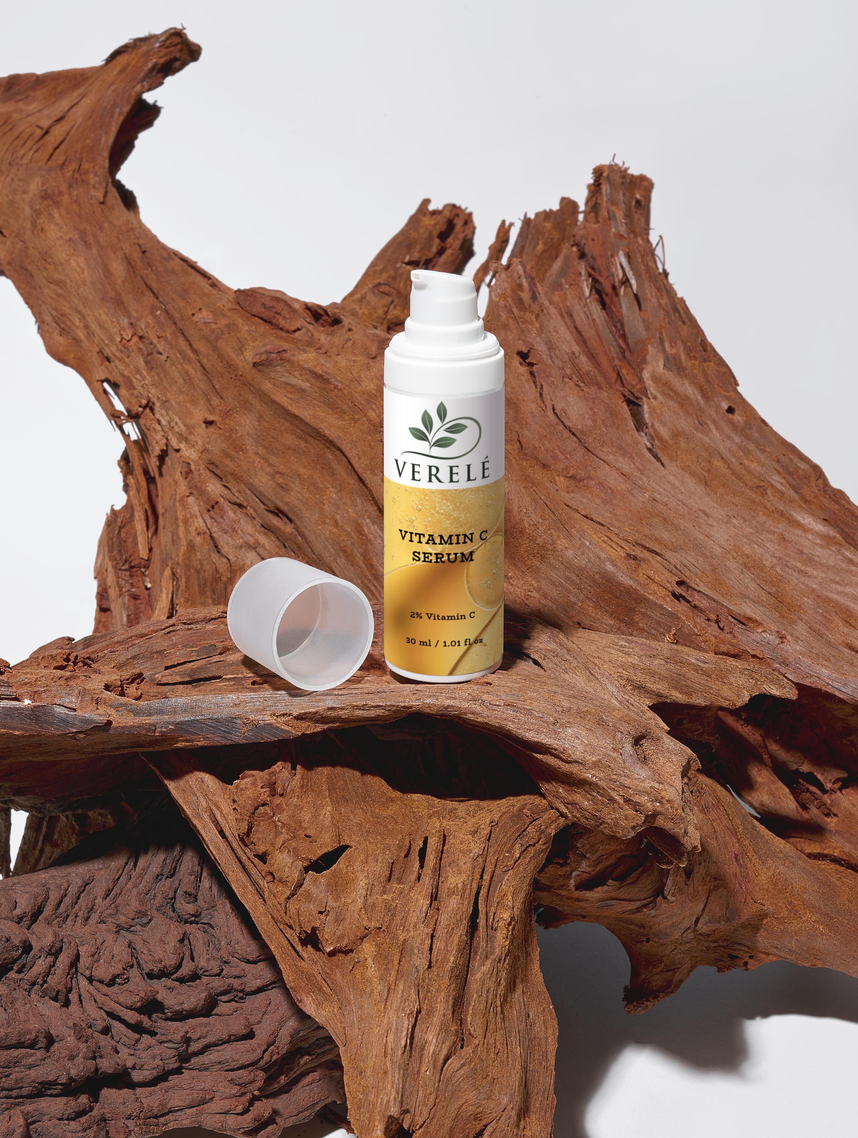 Vitamin C Serum with 2% Natural Vitamin C, Ferulic Acid & Sea Buckthorn – Brightens & Evens Skin Tone – COSMOS NATURAL Certified, Made from Organic Ingredients in Europe by Verelé, 30 ml / 1.01 fl oz - Verele