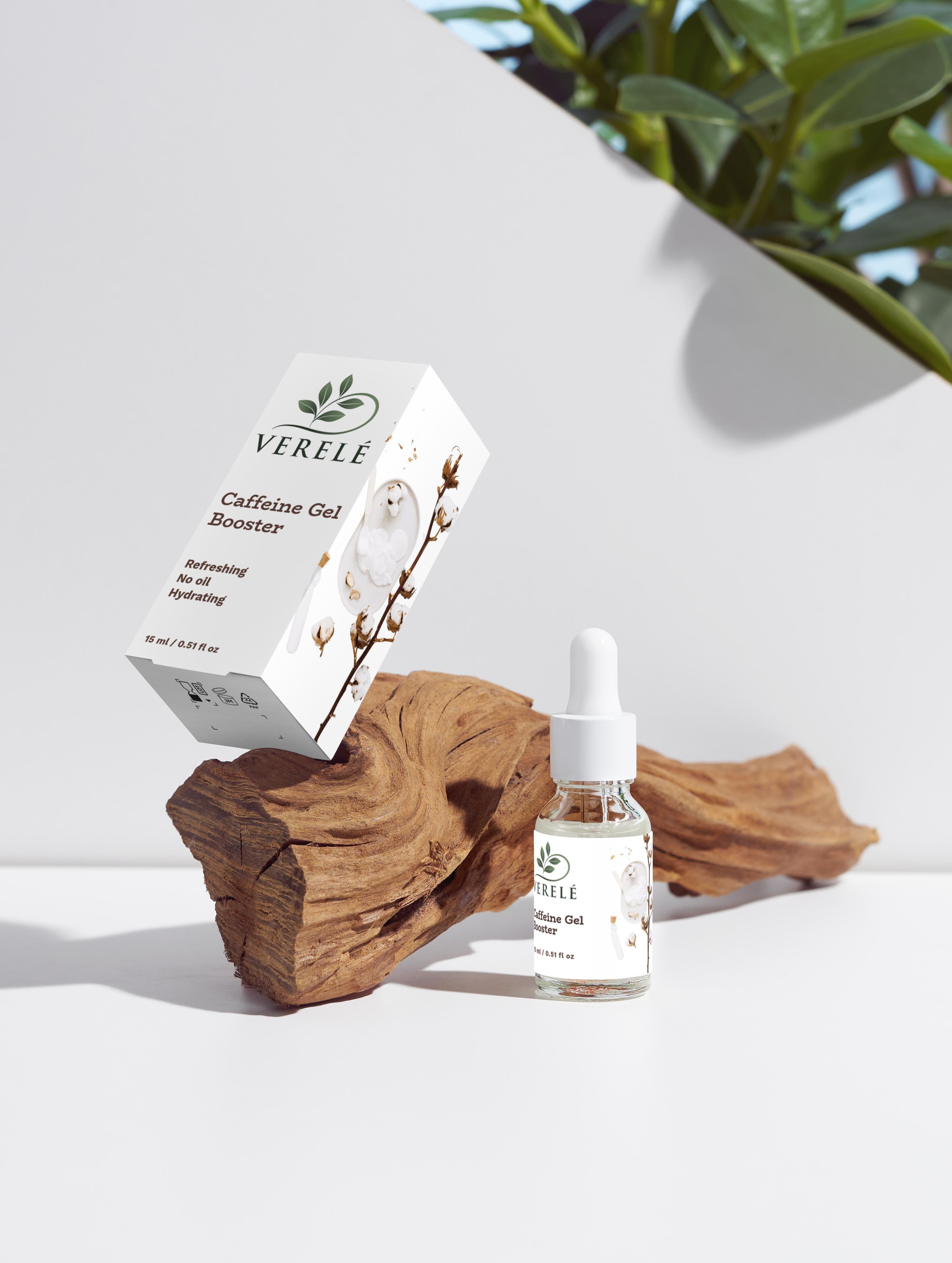 Caffeine Gel Concentrate 1% for Puffiness & Tired Skin – Hydrating & Natural Eye Care – COSMOS NATURAL Certified, Made in Europe by Verelé,  15 ml / 0.51 fl oz - Verele