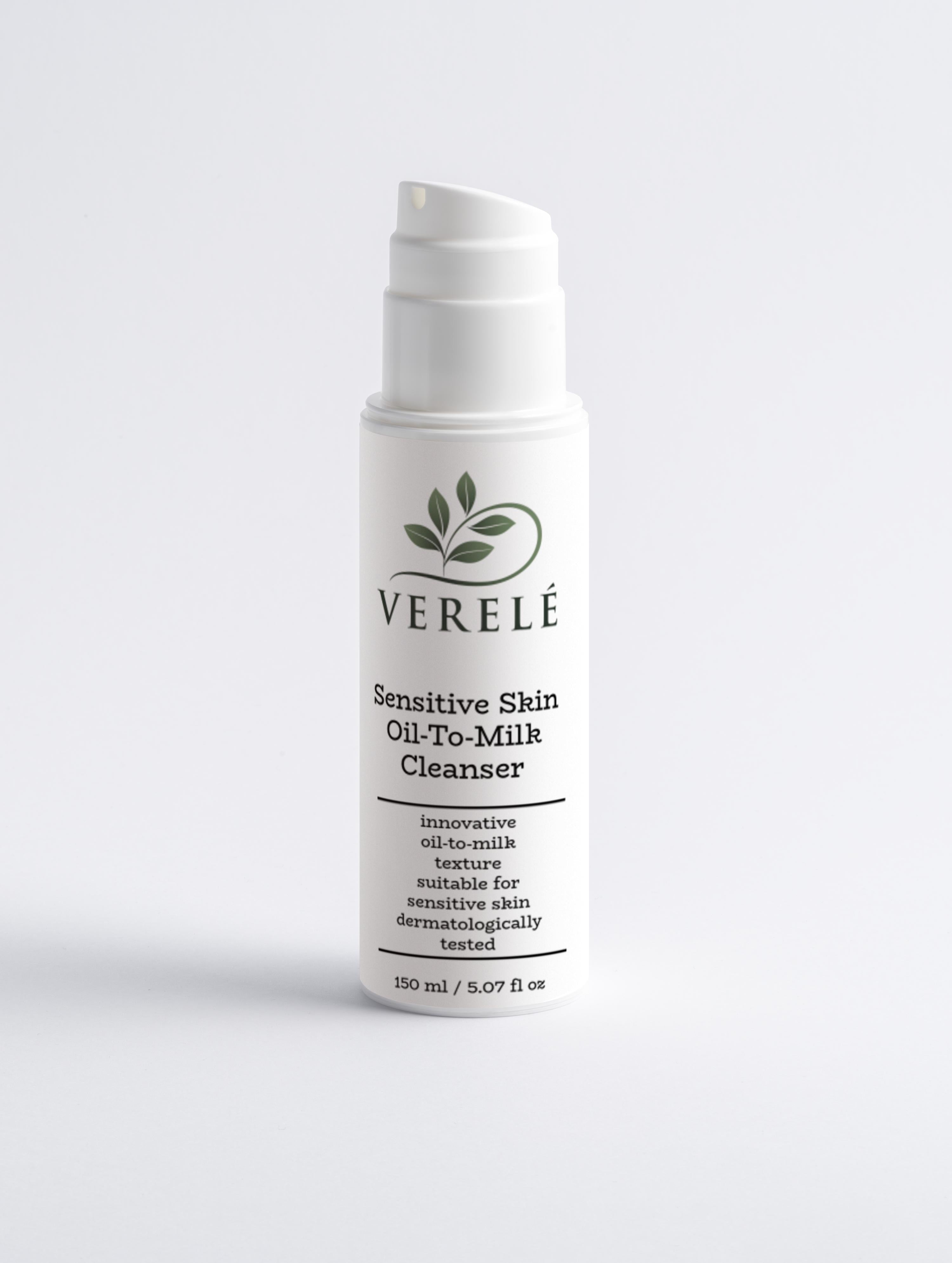 Sensitive Skin Oil-To-Milk Cleanser with Sunflower Oil, Chamomile & Sea Buckthorn – Dermatologically Tested & Gentle – COSMOS ORGANIC Certified, Made from Natural Ingredients in Europe by Verelé,  150 ml / 5.07 fl oz - Verele