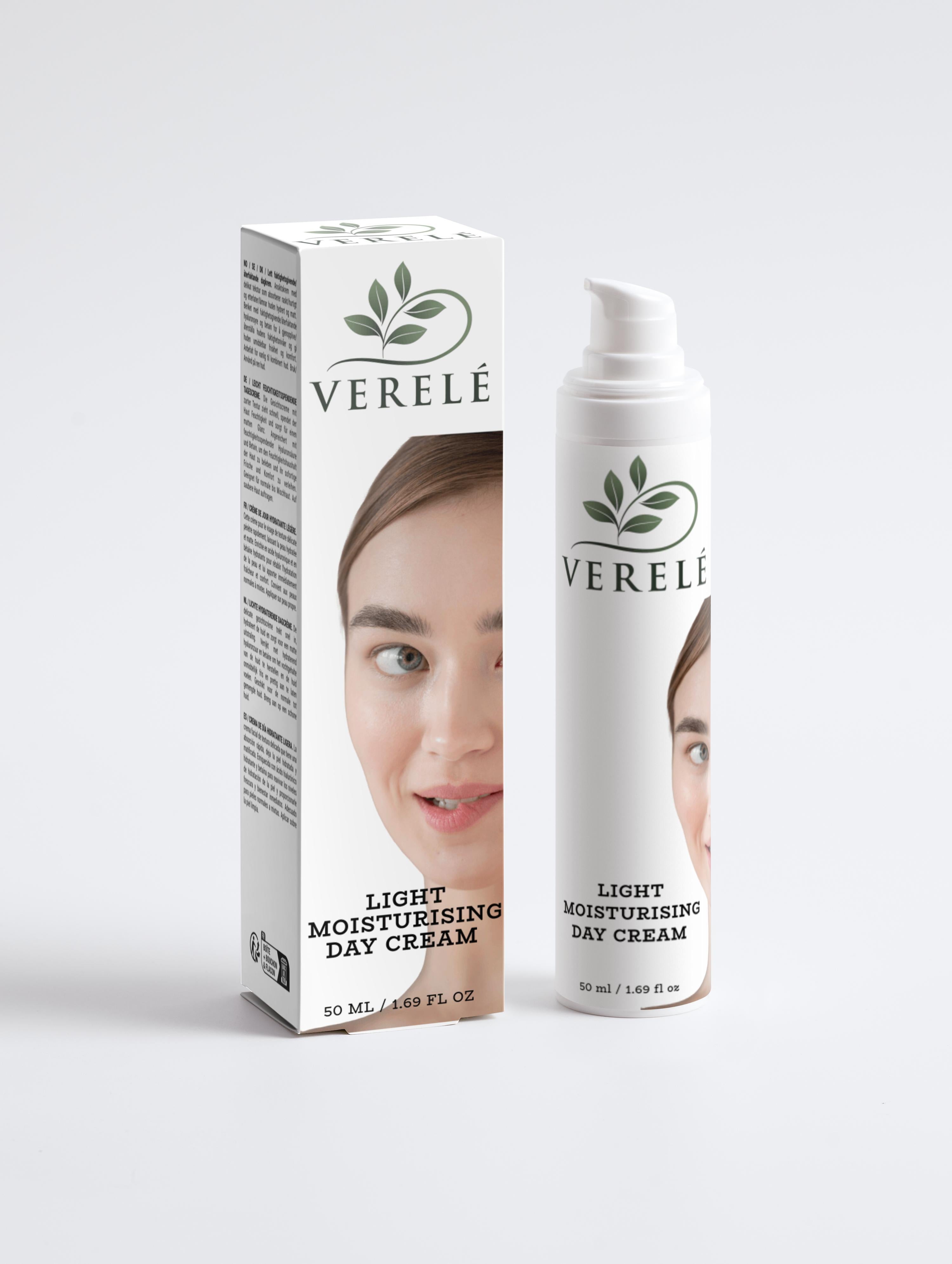 Light Moisturising Day Cream with Hyaluronic Acid & Betaine – Hydrating & Matte Finish – COSMOS NATURAL Certified, Made from Natural Ingredients in Europe by Verelé, 50 ml / 1.69 fl oz - Verele