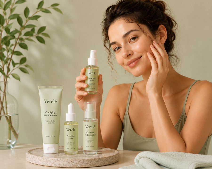 Clarifying gel cleanser and oil-free hydrating gel for acne-prone skin