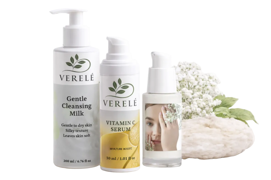 Sensitive skin cleanser and soothing moisturizer for calming delicate skin