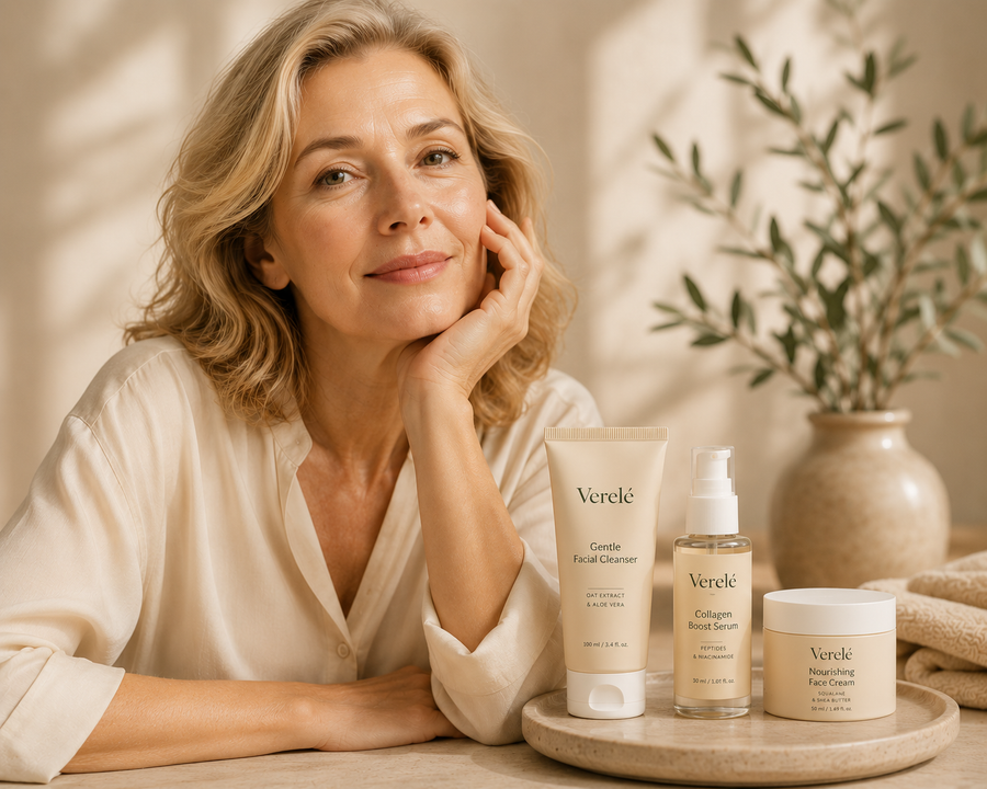 Collagen boost serum and firming cream for anti-aging and fine line reduction