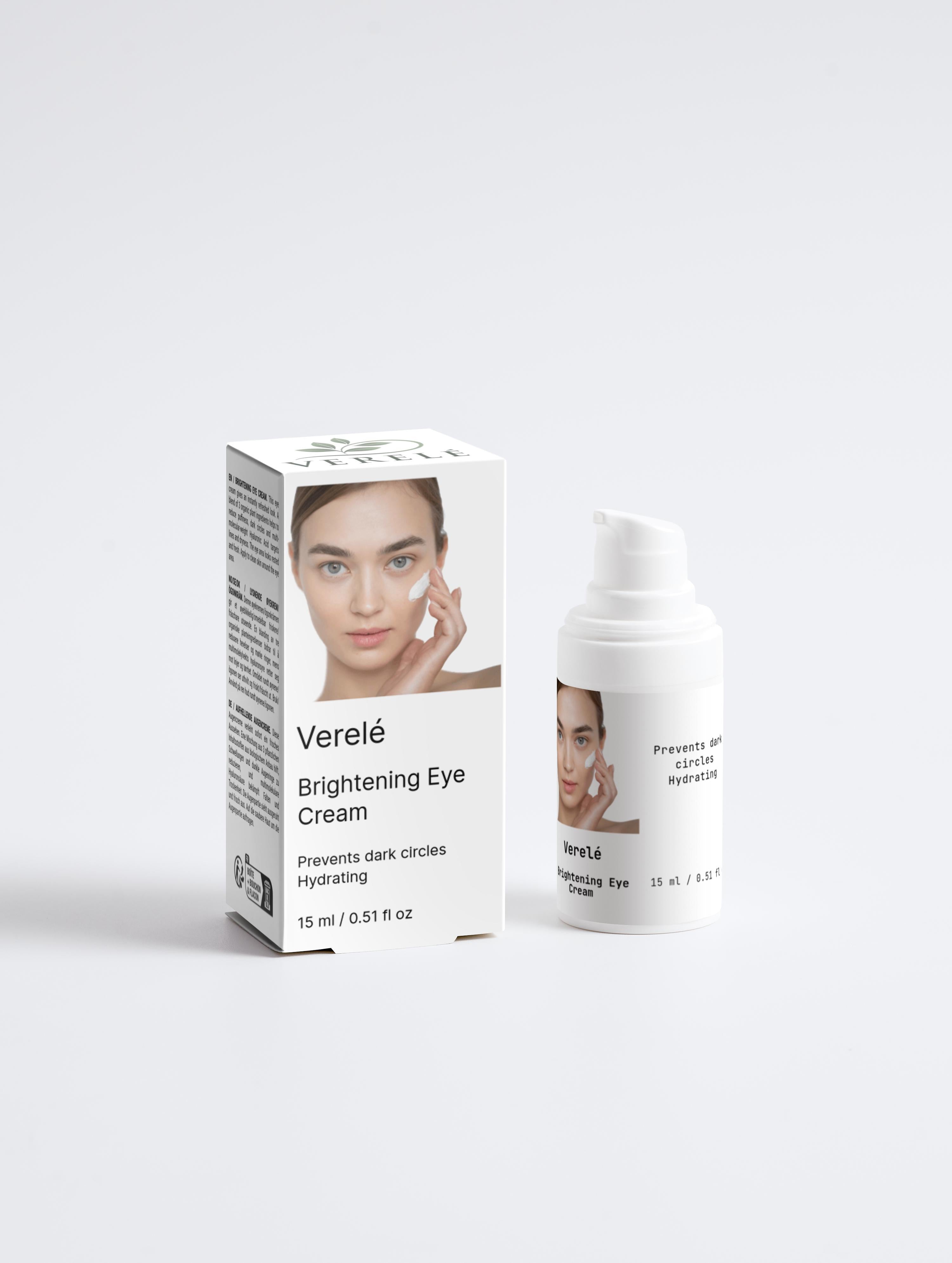 Brightening Eye Cream for Puffiness, Dark Circles & Hydration – Multi-Weight Hyaluronic Acid – COSMOS NATURAL Certified, Made in Europe by Verelé, 15 ml / 0.51 fl oz - Verele
