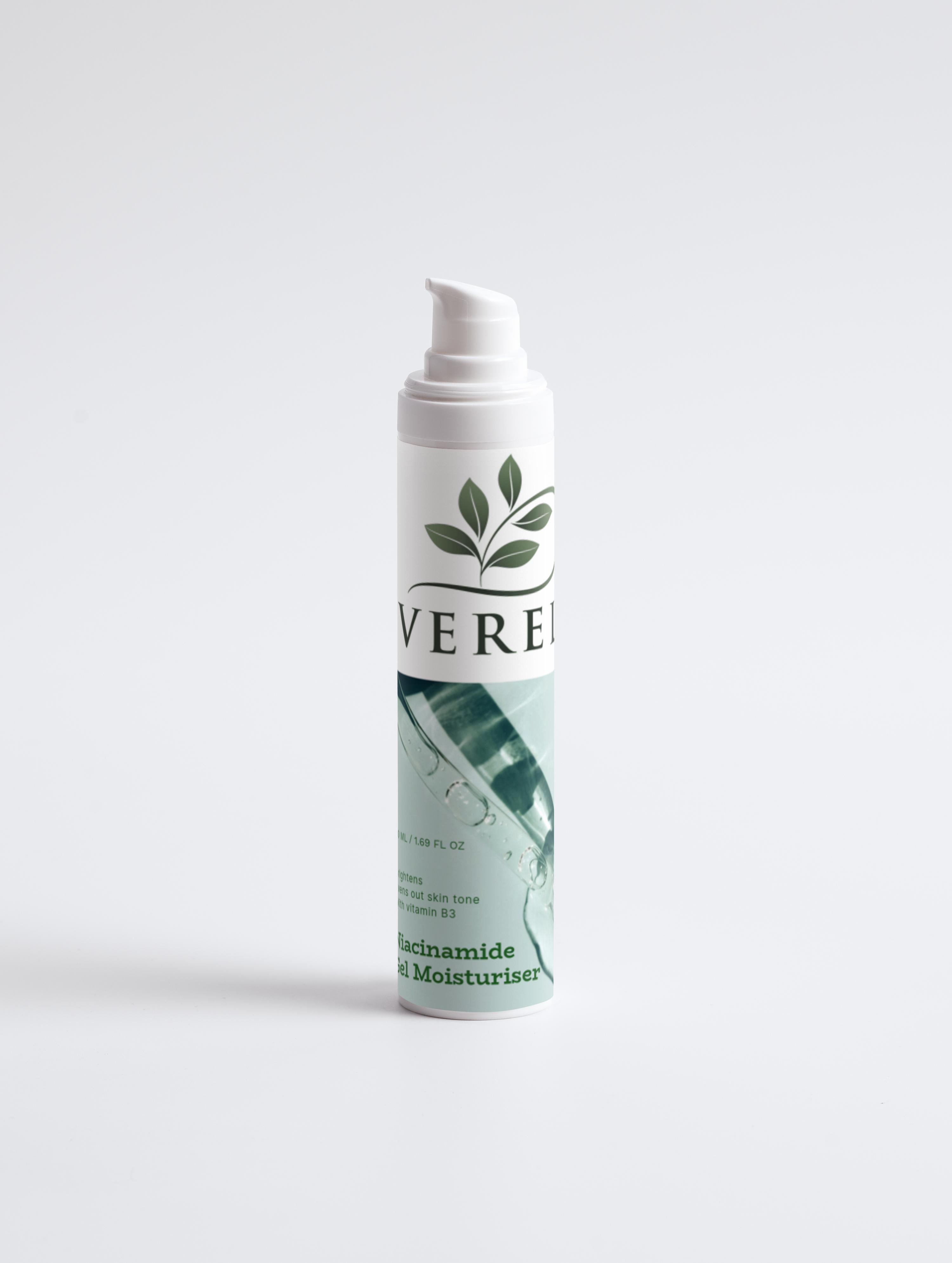 Niacinamide Gel Moisturiser with 5% Vitamin B3 – Brightens & Evens Skin Tone – Made from Natural Ingredients in Europe by Verelé, 50 ml / 1.69 fl oz - Verele