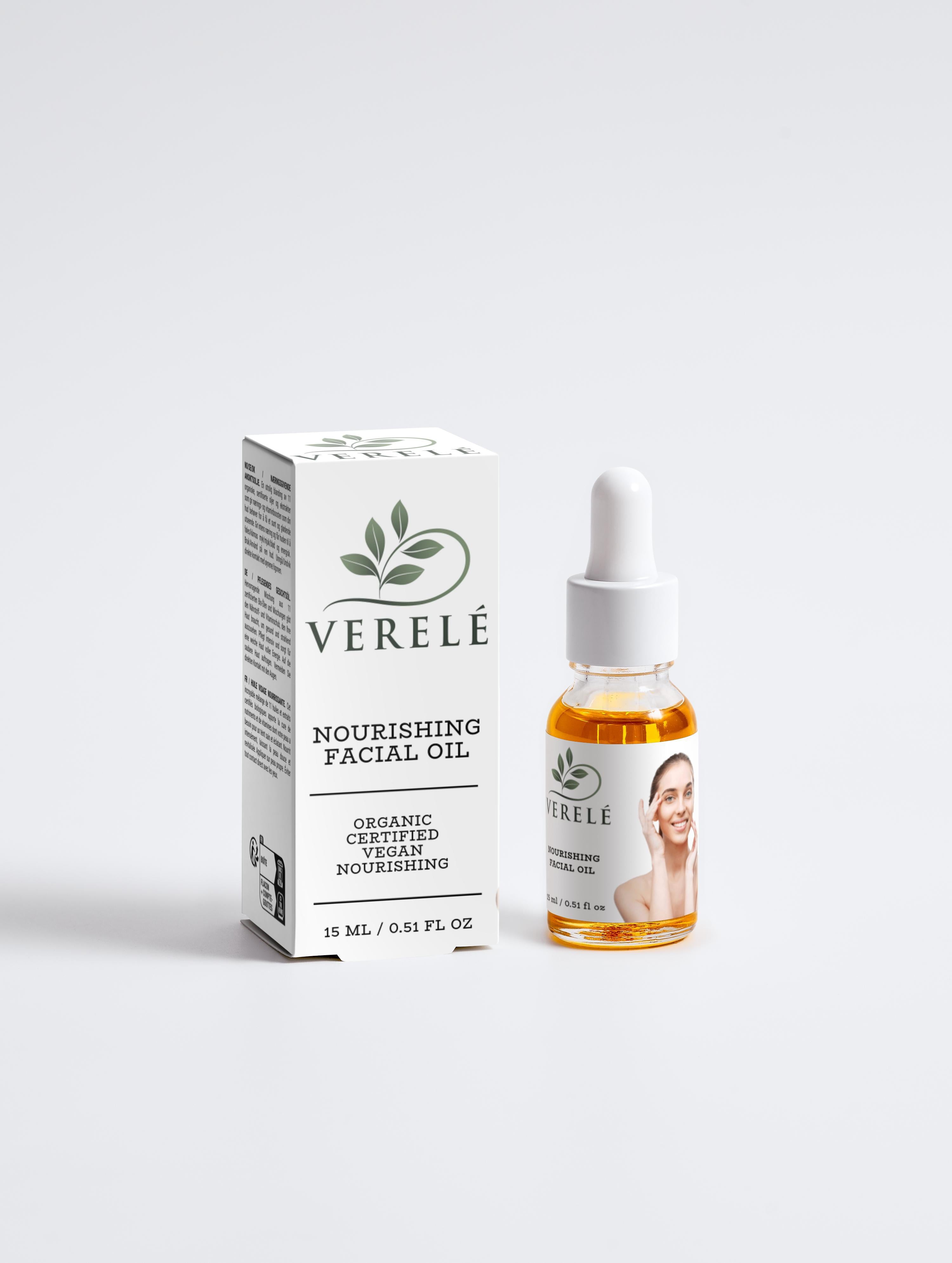 Nourishing Facial Oil with 11 Organic Certified Oils & Berry Extract – Intense Hydration & Glow – COSMOS ORGANIC Certified, Made from Natural Ingredients in Europe by Verelé, 15 ml / 0.51 fl oz - Verele