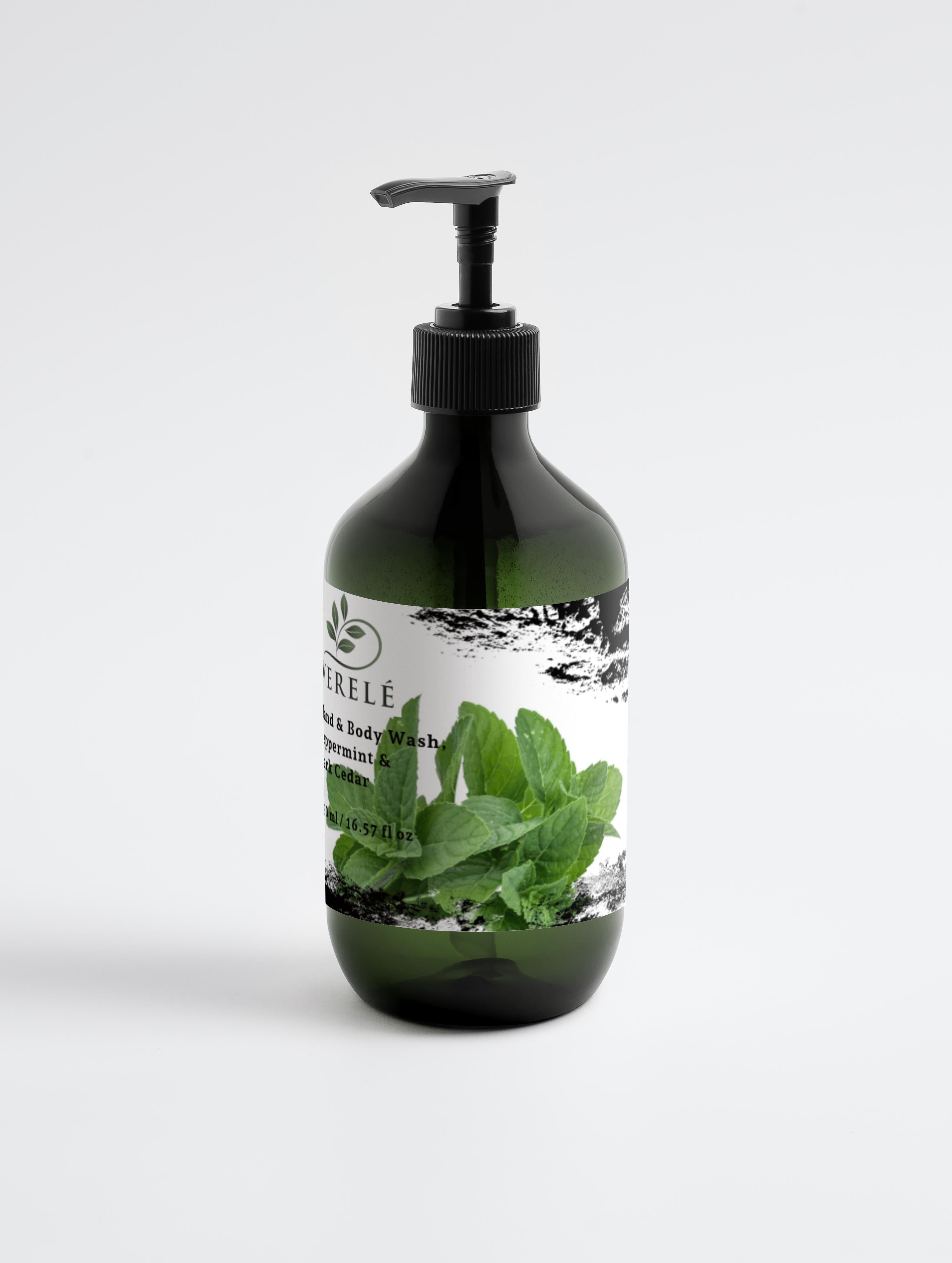 Luksuriøs hånd- og kropsvask med organisk kvæde og betain – duft af mynte og cedertræ – COSMOS NATURAL-certificeret, fremstillet i Europa af Verelé, 490 ml / 16,57 fl oz