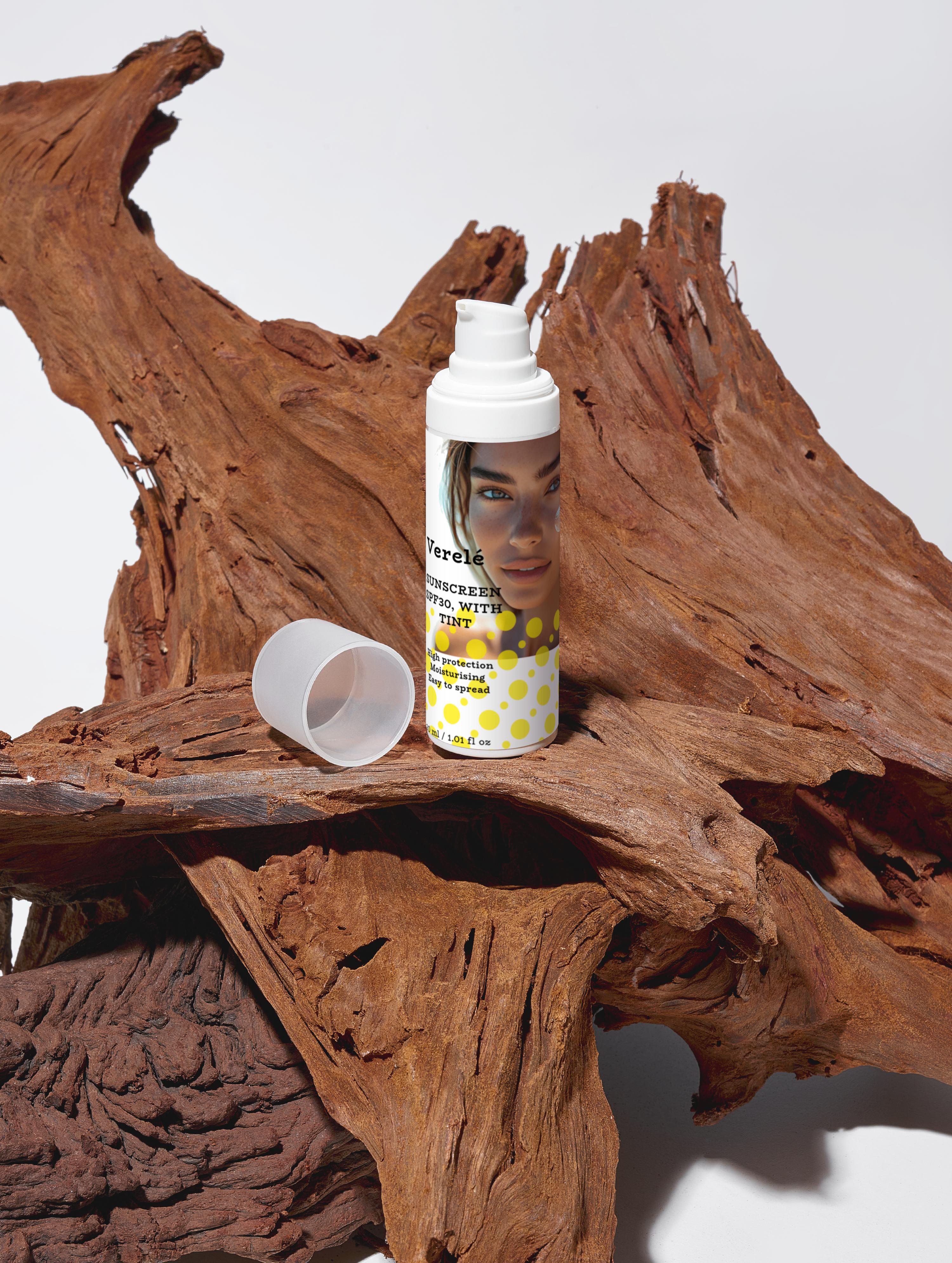 Tinted Sunscreen SPF30 with Sea Buckthorn & Hyaluronic Acid – Mineral-Based, High Protection – COSMOS NATURAL Certified, Made from Natural Ingredients in Europe by Verelé, 30 ml / 1.01 fl oz - Verele